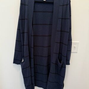 Autumn Cashmere Navy and Black Striped Cardigan